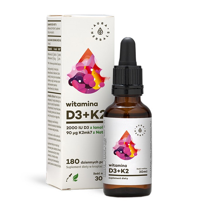 Witamina D3 2000 + K2Mk7 30 ml Aura Herbals