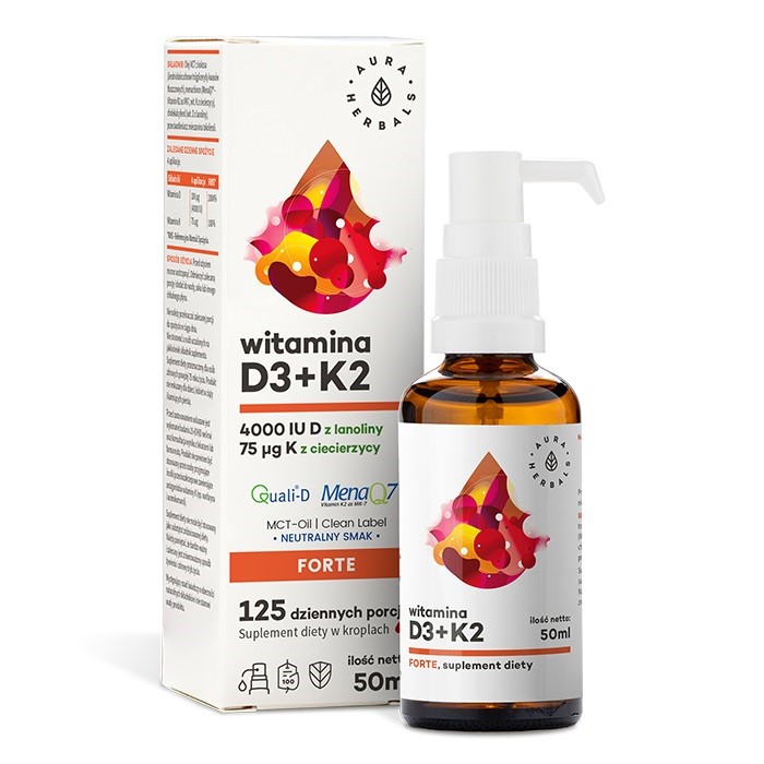 Witamina D3 4000 K2Mk7 50ml MCT Aura Herbals