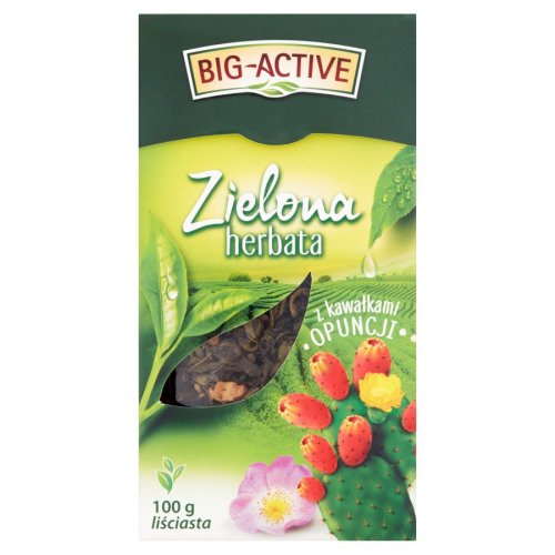 Herbata ZIELONA Z KAWAŁKAMI OPUNCJI liściasta 100 g Big-Active