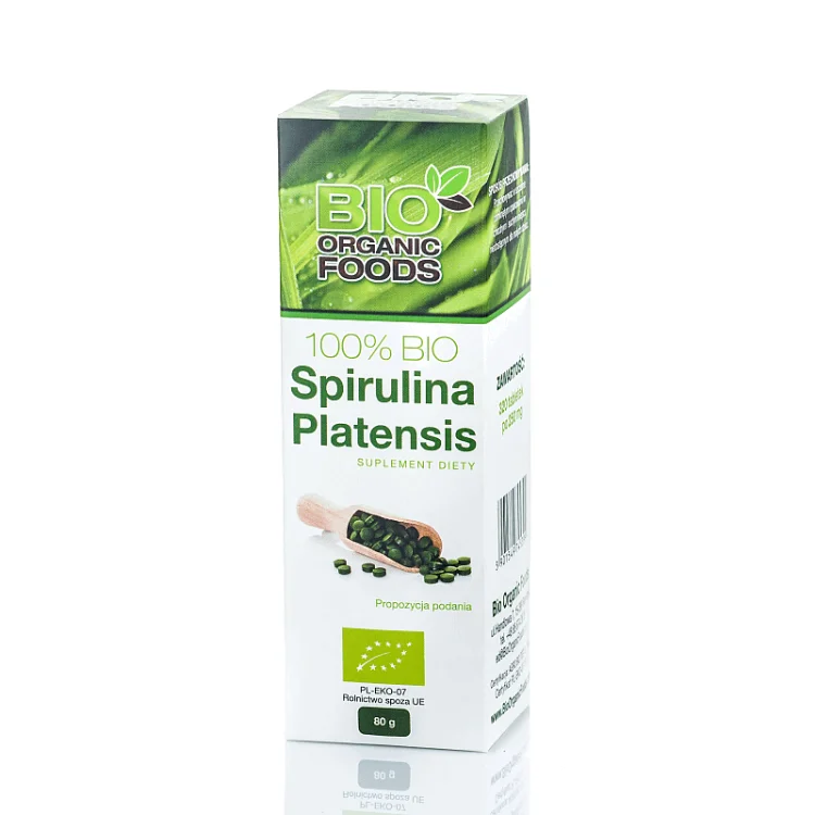 SPIRULINA PLATENSIS BIO (250 mg) 320 tabletek - Bio Organic Foods