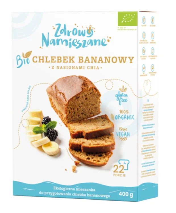 Mieszankana CHLEBEK BANANOWY Z NASIONAMI CHIA Bio 400g - Biovana
