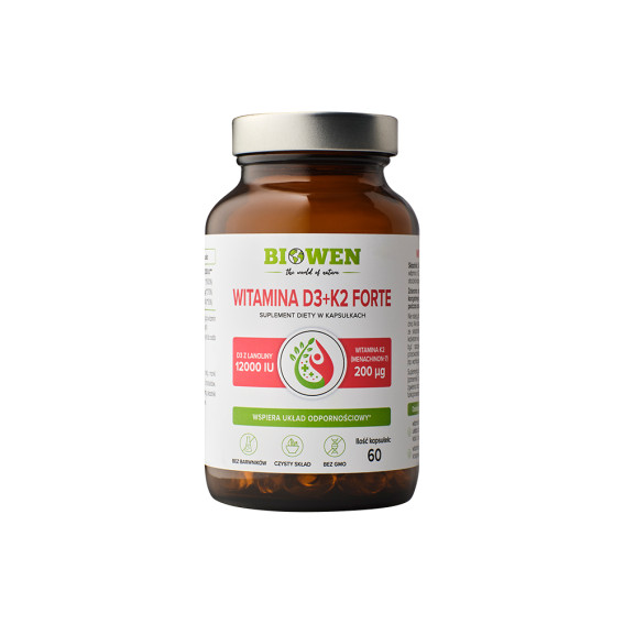 Witamina D3+K2 12000iu Biowen - 60 kapsułek