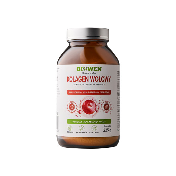 KOLAGEN WOŁOWY typu I, II, III Biowen - proszek - 225 g