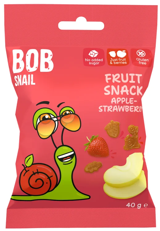 ŻELKI JABŁKO - TRUSKAWKA Bez żelatyny bezglutenbowe 40 g - Bob Snail