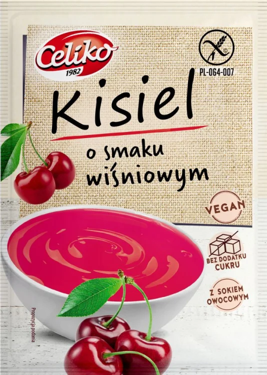 Kisiel o smaku WIŚNIOWYM bez cukru 40 g - CELIKO bezglutenowy