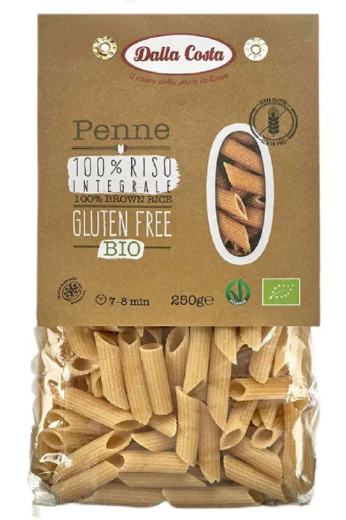 MAKARON RYŻOWY RAZOWY PENNE Bezglutenowy BIO 250 g - Dalla Costa