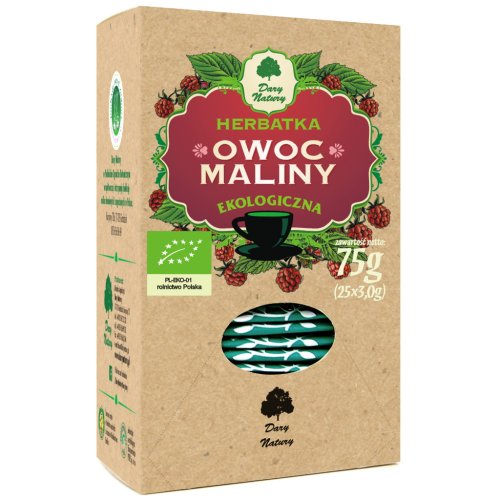 OWOC MALINY 100% Eko fix 25 sasz. Dary Natury