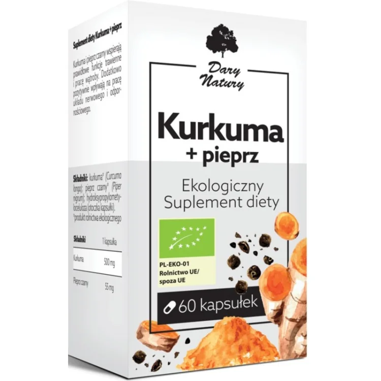 Kurkuma + Pieprz Eko 60 Kaps. Dary Natury