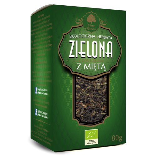 Herbata ZIELONA Z MIĘTĄ EKO 80g Dary Natury