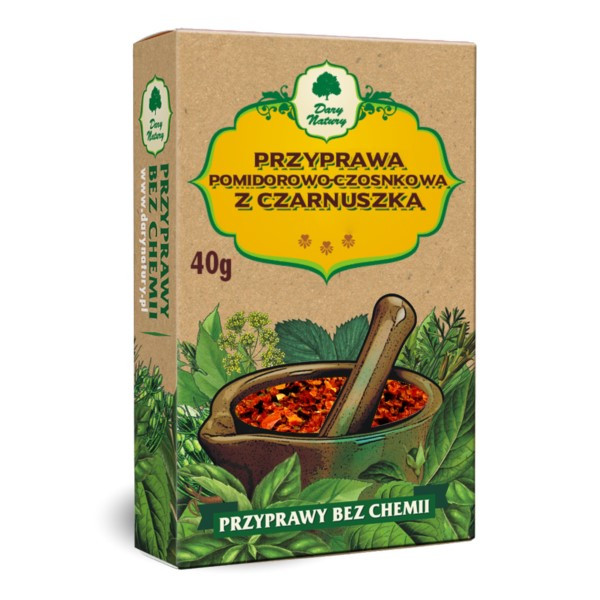 Przyprawa POMIDOROWO-CZOSNKOWA z CZARNUSZKĄ 40g Dary Natury