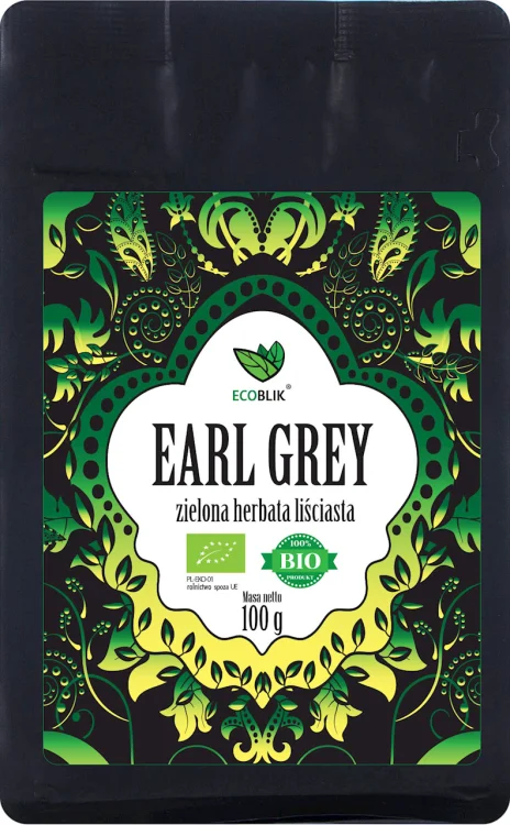 EARL GREY Bio herbata zielona liściasta 100 g - ECOBLIK