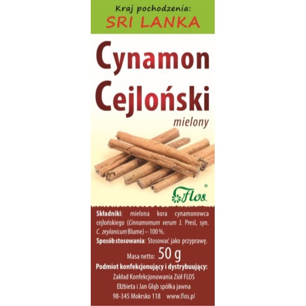 CYNAMON CEJLOŃSKI mielony 50g Flos