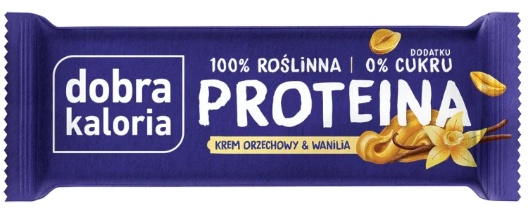BATON PROTEINOWY KREM ORZECHOWY & WANILIA BEZ DODATKU CUKRÓW 45g - DOBRA KALORIA