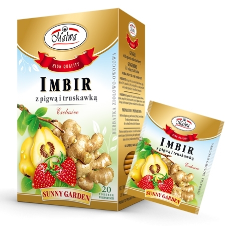 IMBIR Z PIGWĄ I TRUSKAWKĄ 20 saszetek  Malwa