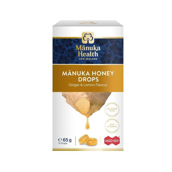 Cukierki z Miodem Manuka MGO 400+, z witaminą c, o smaku imbirowo-cytrynowym - 1 cukierek