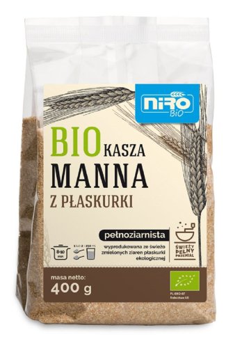KASZA MANNA Z PŁASKURKI BIO 400 g - Niro