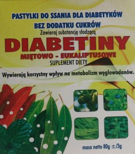 DIABETINY MIĘTOWO-EUKALIPTUSOWE 80 g pastylki - Planta Lek