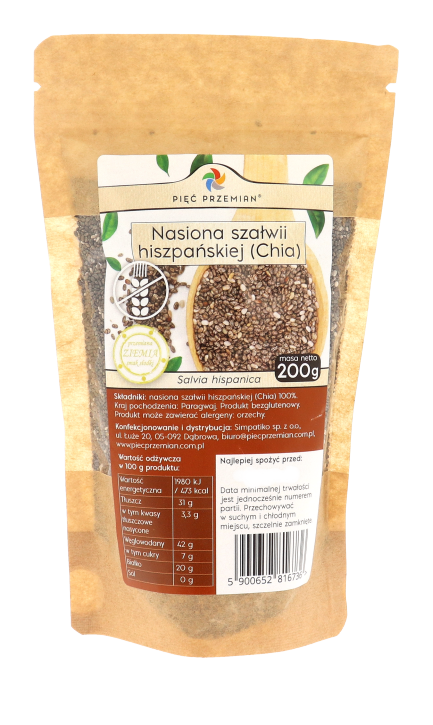 CHIA Nasiona szałwii hiszpańskiej 200 g Pięć Przemian