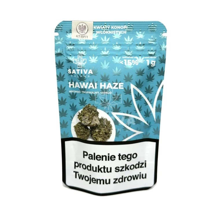 Sativa CBD Hawai Haze 1g Kwiaty konopi włóknistych
