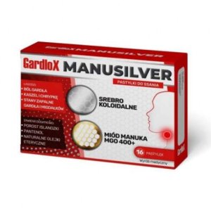 GARDLOX MANUSILVER (srebro+manuka) 16 pastylek do ssania S-LAB