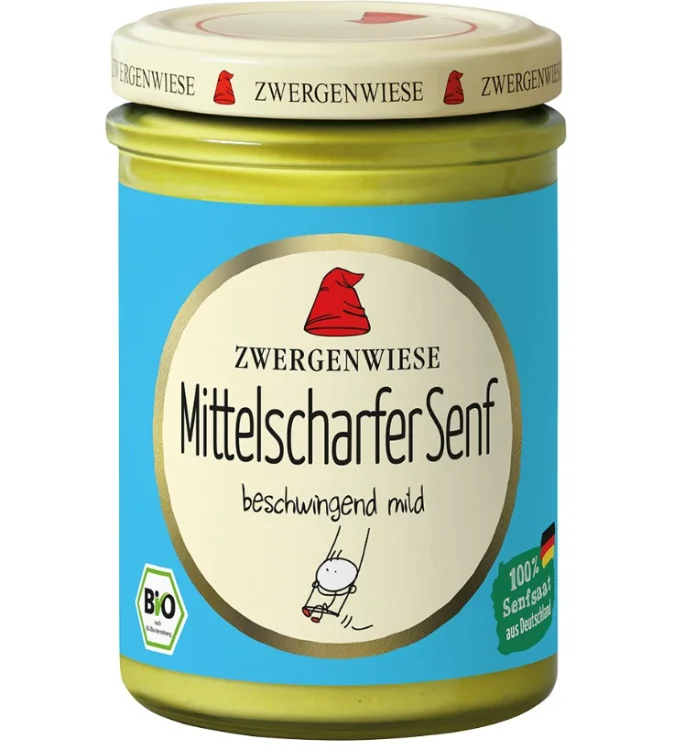 MUSZTARDA ŚREDNIO OSTRA Bezglutenowa BIO 160 ml - Zwergenwiese