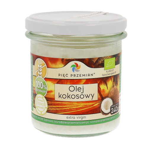 OLEJ KOKOSOWY Bio Extra Virgin 240 g Pięć Przemian