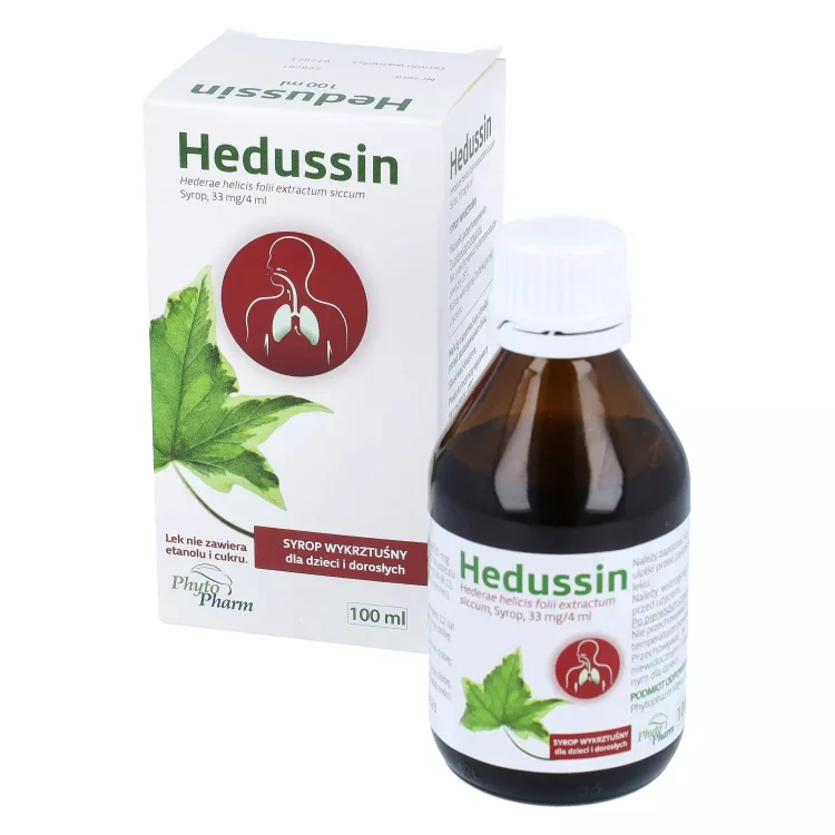 HEDUSSIN 33 mg/4 ml, syrop, 100 ml PhytoPharm -  OTC (wyciąg z bluszczu)