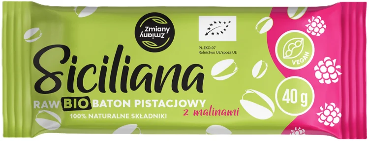 Baton PISTACJOWY MALINAMI BIO 40 g - Zmiany Zmiany