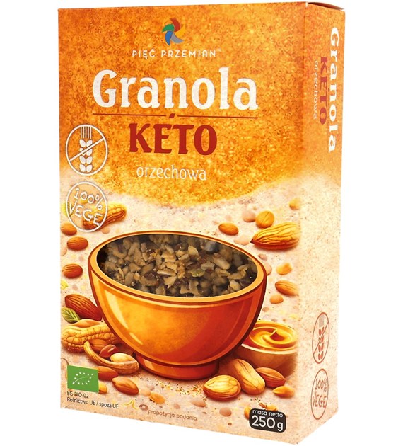 GRANOLA ORZECHOWA KETO  Bio 250 g - Pięć Przemian