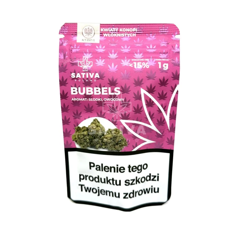 Bubbels 1G Kwiaty konopi włóknistych  Sativa CBD