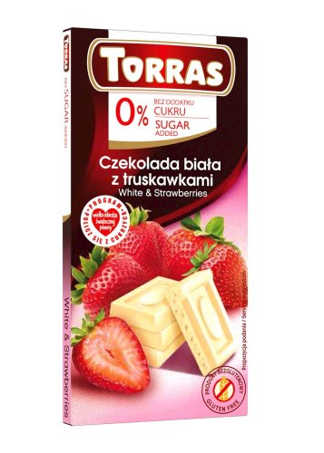 CZEKOLADA BIAŁA z TRUSKAWKAMI 75g - Torras