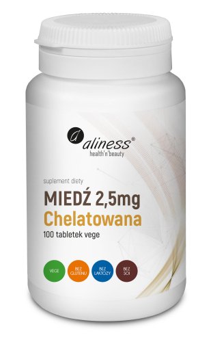 MIEDŹ CHELATOWANA 100 tabletek - Medicaline, Aliness