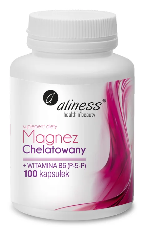 MAGNEZ CHELATOWANY + B6 (P-5-P) 100 kapsułe - Medicaline, Aliness