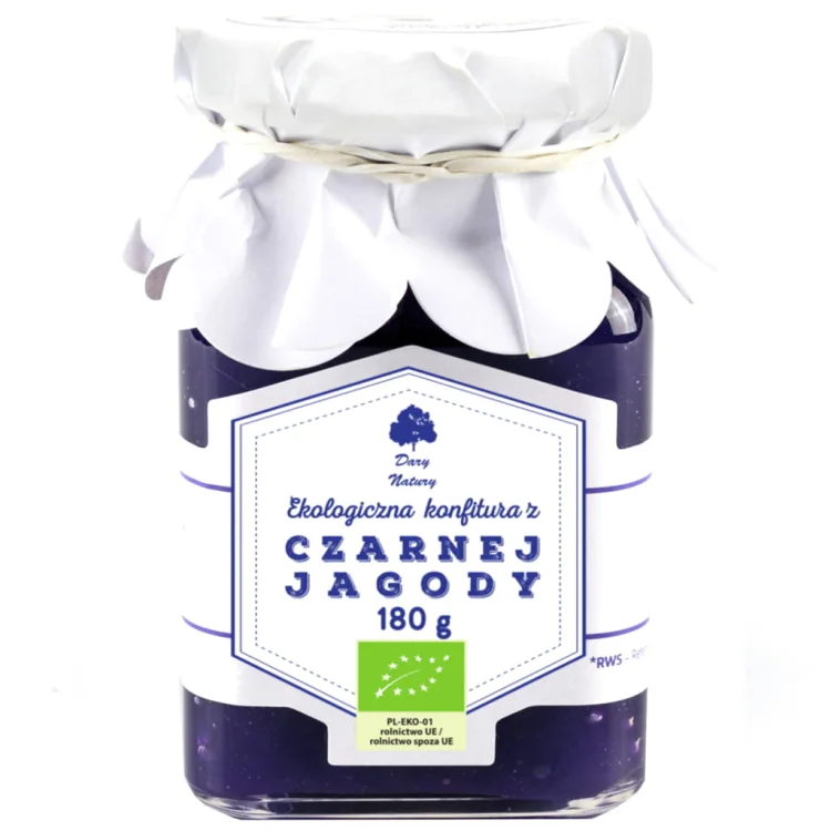KONFITURA Z CZARNEJ JAGODY Eko 180 g Dary Natury