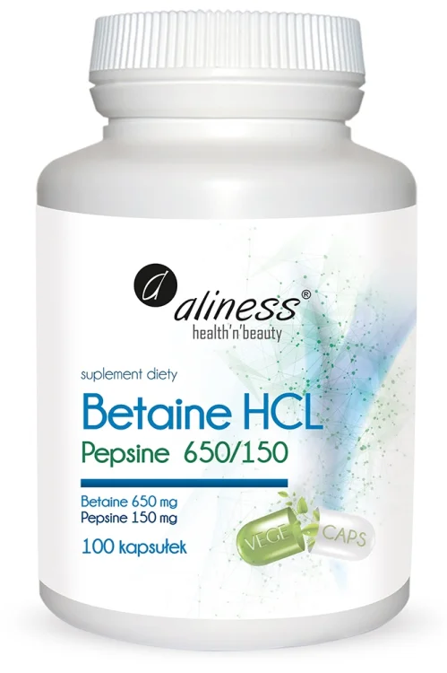 Betaine HCL Pepsine 650/150 100 kaps. Aliness