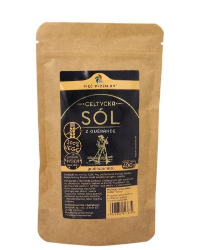 SÓL CELTYCKA Z GUERANDE GRUBOZIARNISTA 400g - Pięć Przemian
